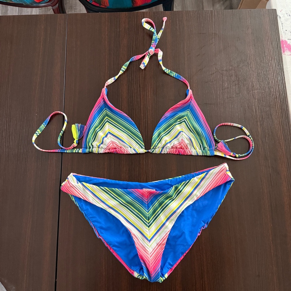 NWOT BECCA Santa Catarina Bikini Multicolor Stripes - D / XL
